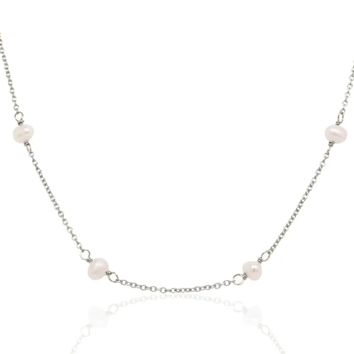 Sterling Silver Dainty Pearl Chain
