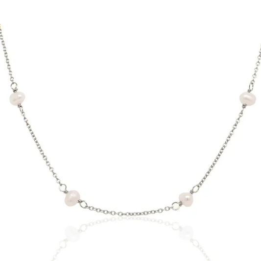 Sterling Silver Dainty Pearl Chain