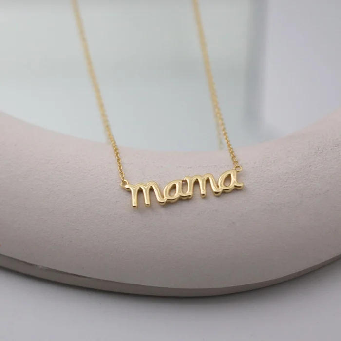 Gold Vermeil Mama Nameplate Necklace