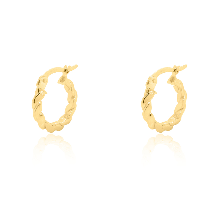 10K Solid Gold Twisted Rope Huggies Earrings