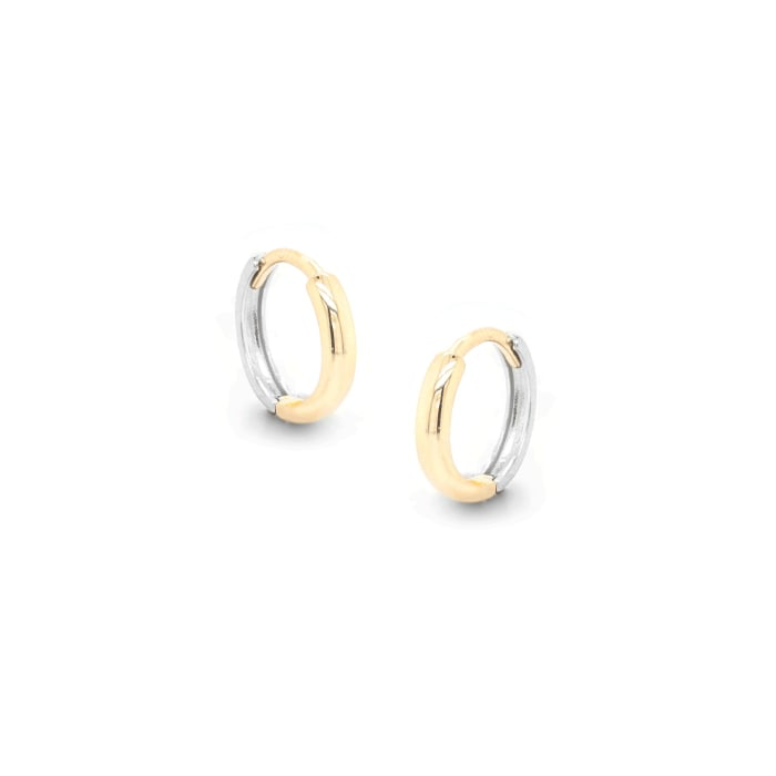10K Solid Gold Two Tone Huggies Earrings