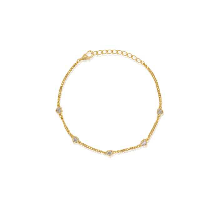 Gold Vermeil CZ Heart By The Yard Bracelet