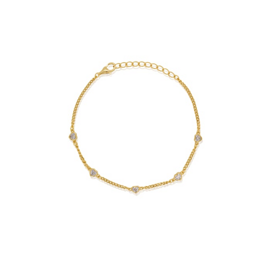 Gold Vermeil CZ Heart By The Yard Bracelet