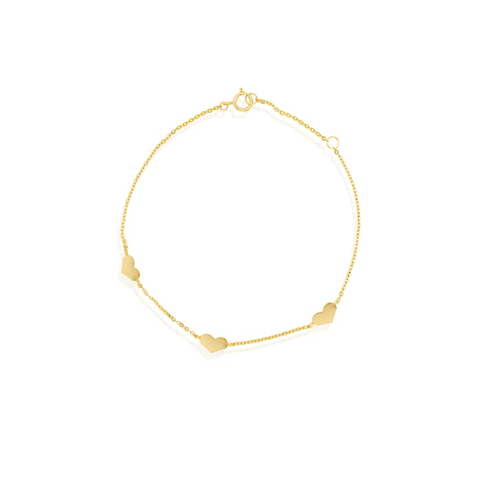 10K Gold Heart Station Bracelet