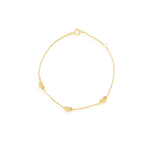 10K Gold Heart Station Bracelet