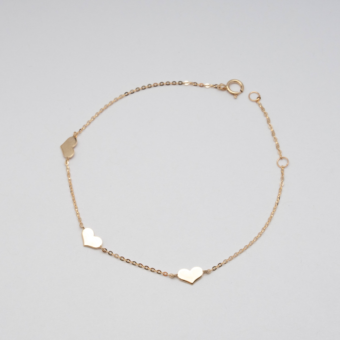 10K Gold Heart Station Bracelet