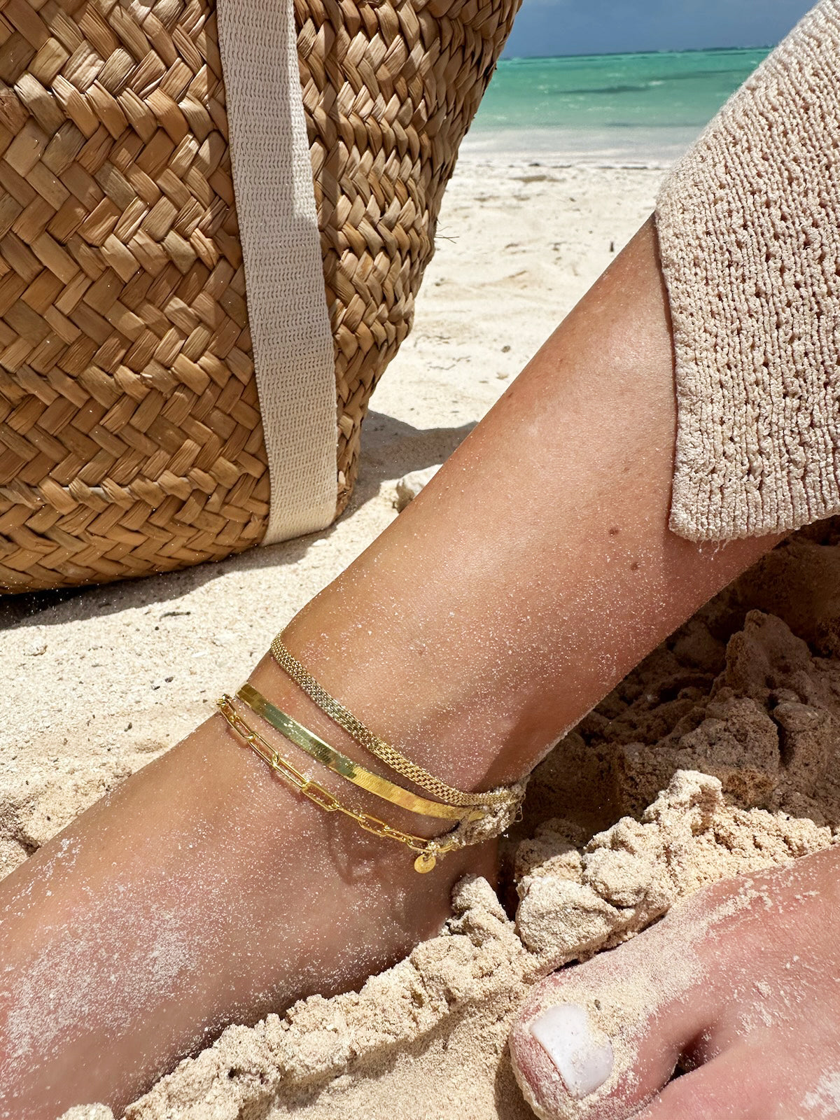 Gold Vermeil Herringbone Anklet