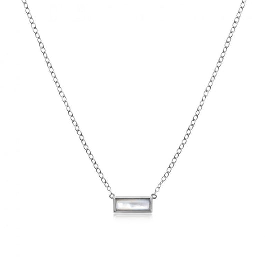 Sterling Silver Mother of Pearl Mini Bar Necklace