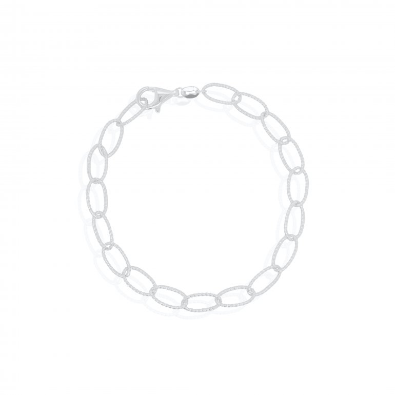 Sterling Silver Diamond Cut Oval Link Bracelet