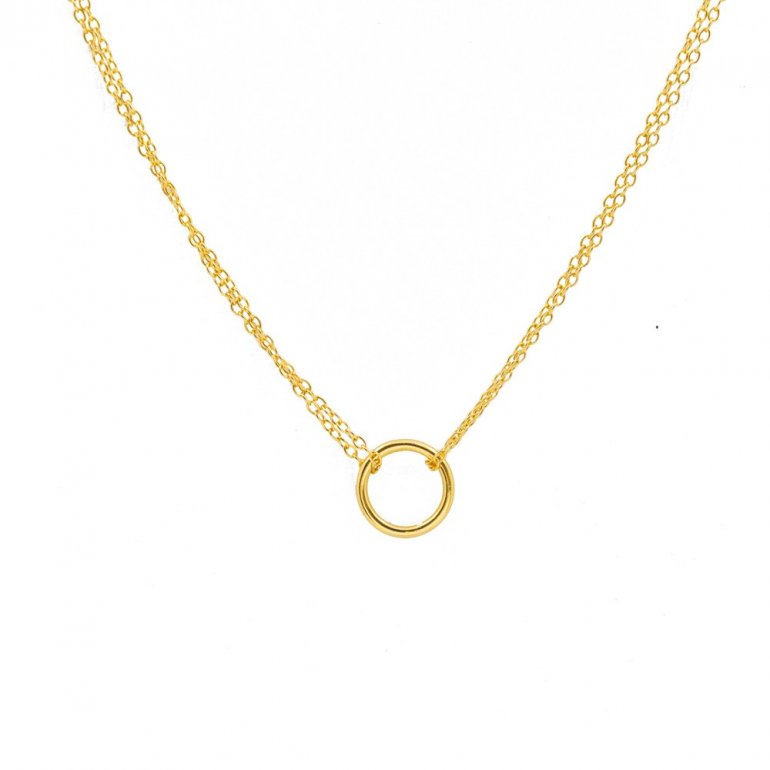 Gold Vermeil Double Chain Circle Necklace