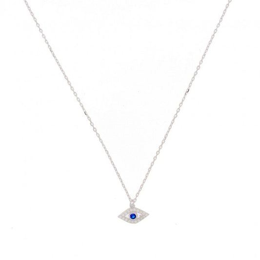 Sterling Silver CZ Evil Eye Necklace